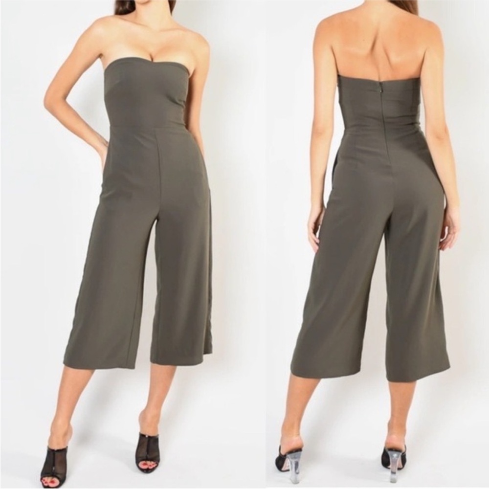 Babaton Strapless Jumpsuit in Grey